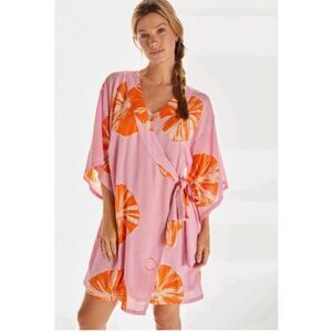 Norblack Norwhite Wrap Dress Tie Dye Anthropologie Kimono Size M